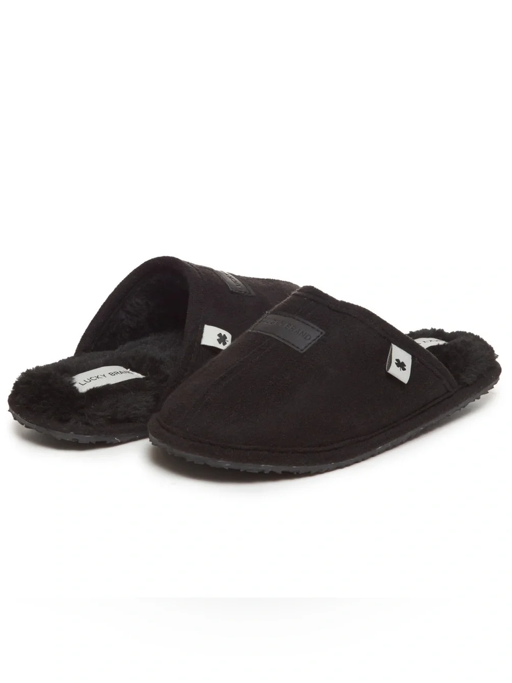 Lucky Brand Kids Black Microsuede  Plush Slippers NWOT